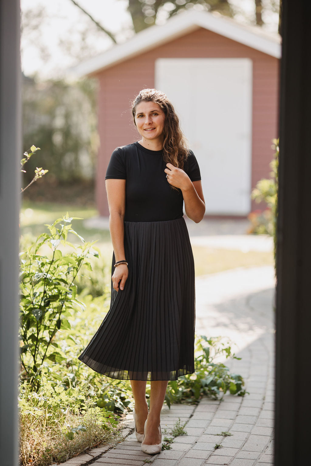 Gray Pleated Midi Skirt