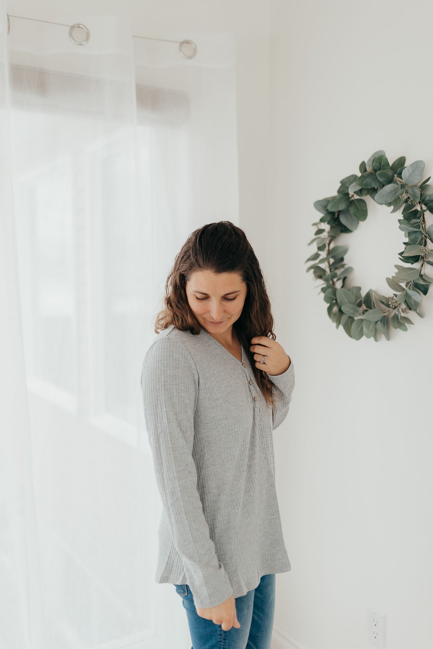 Gray Waffle Knit Tee