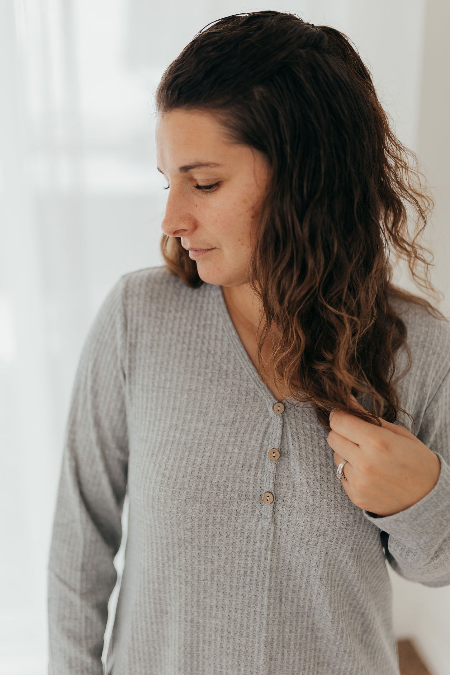 Gray Waffle Knit Tee