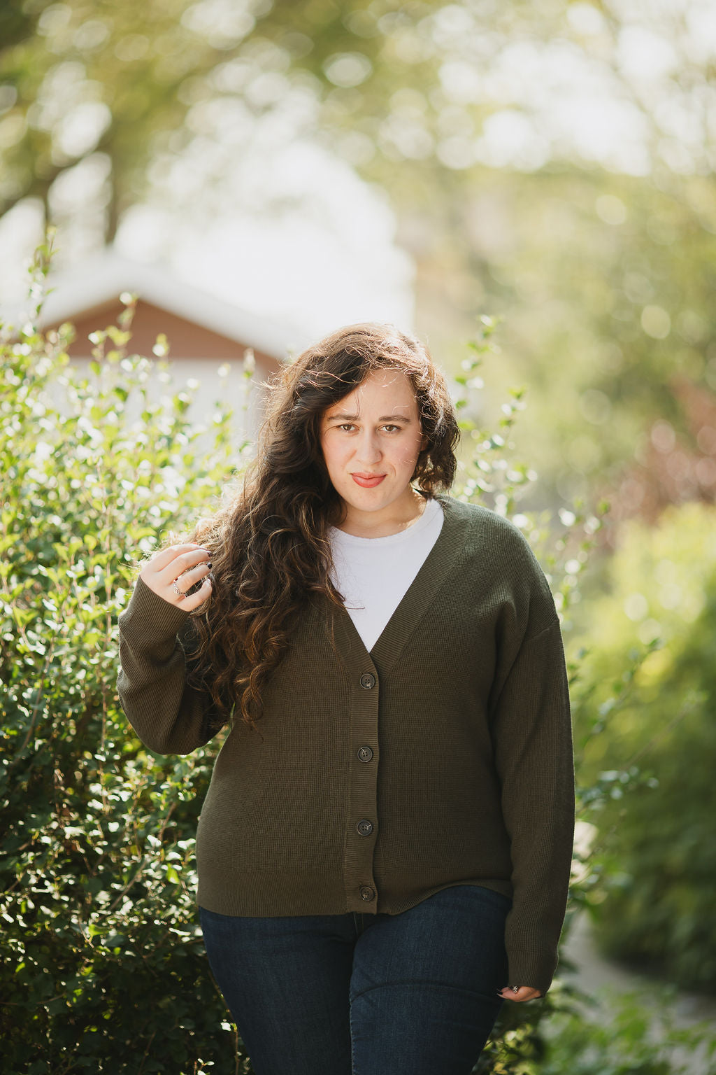 Olive Green Button Cardigan