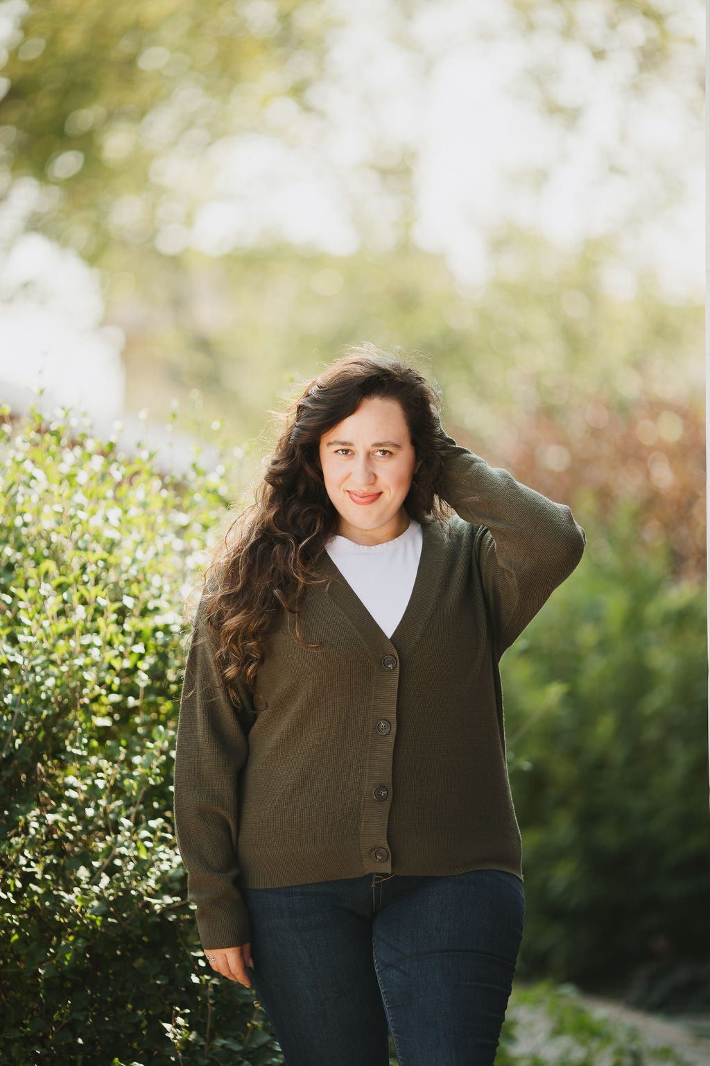 Olive Green Button Cardigan