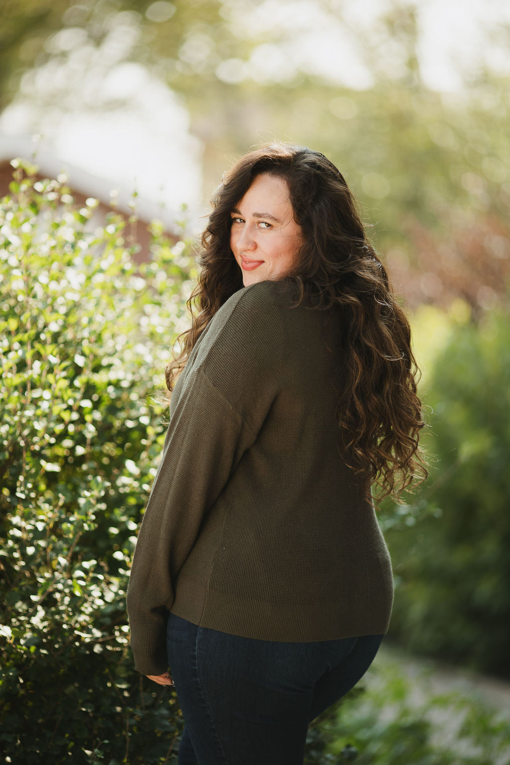 Olive Green Button Cardigan