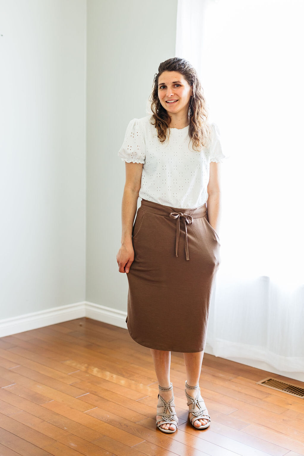 Draw String Skirt-Mocha