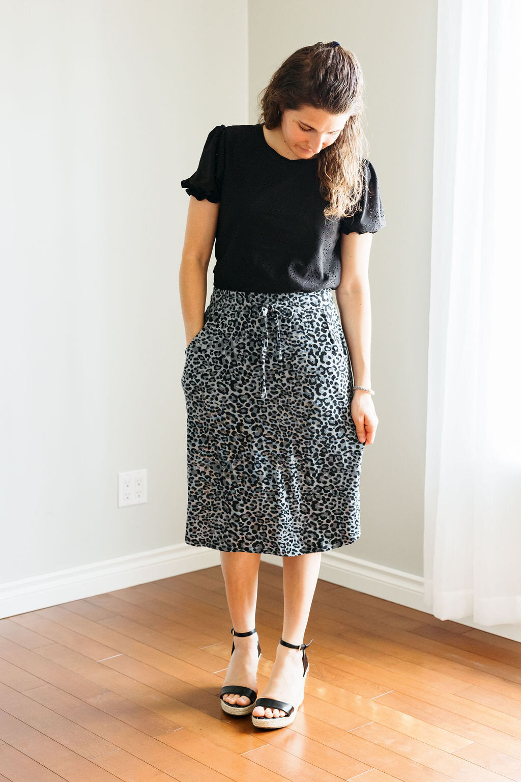 Draw String Skirt-Leopard