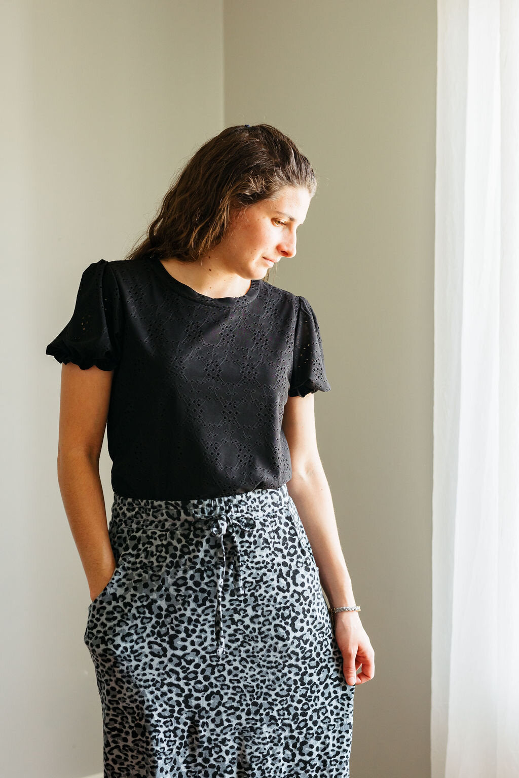 Draw String Skirt-Leopard