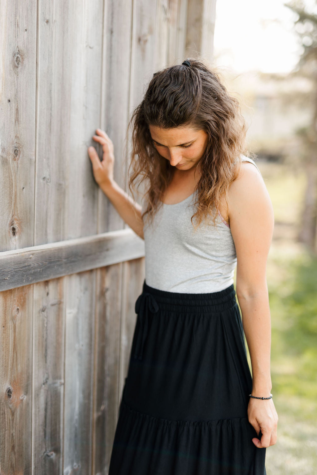 Tiered Maxi Skirt-Black