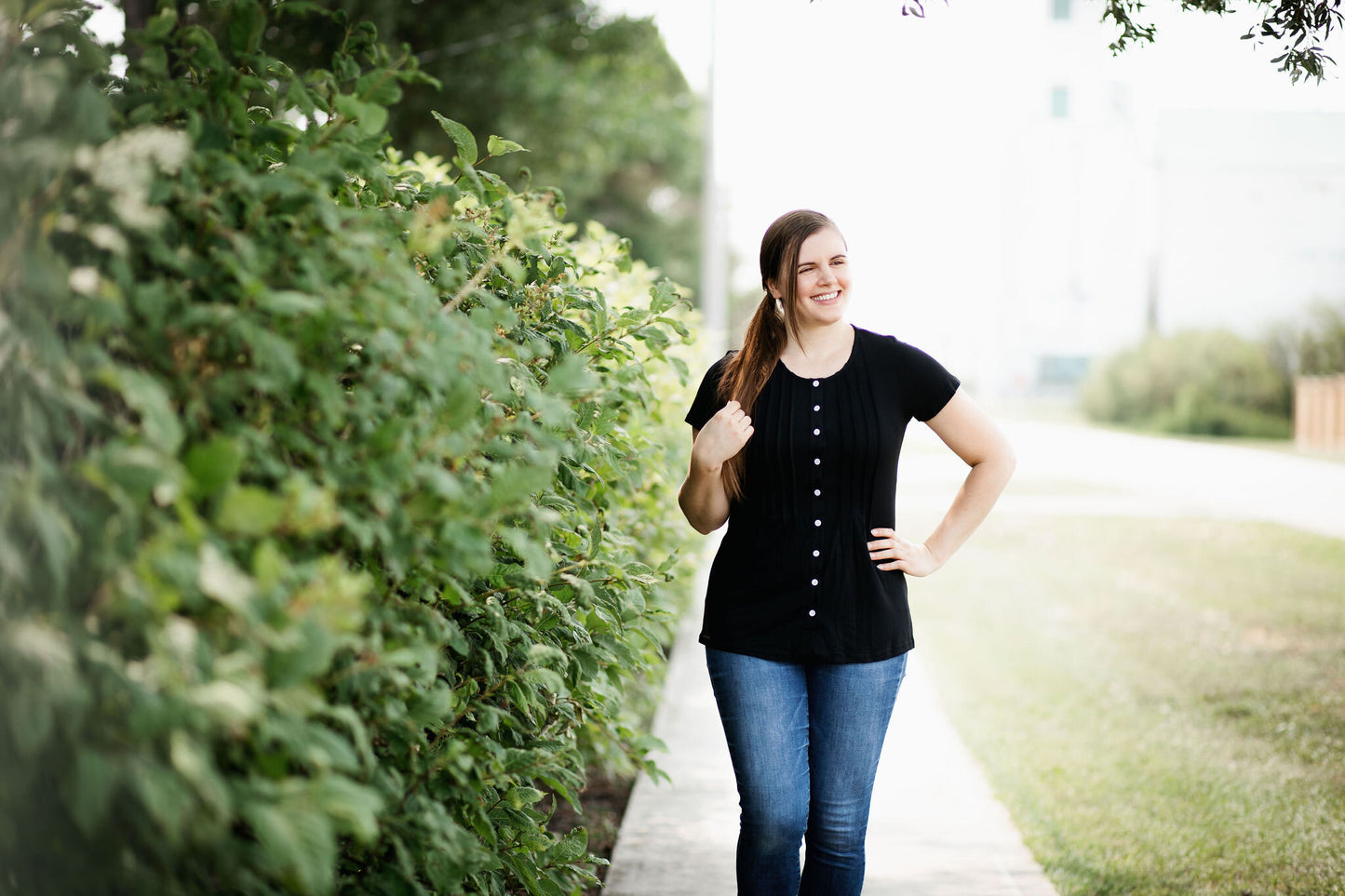 Black White Button Tee