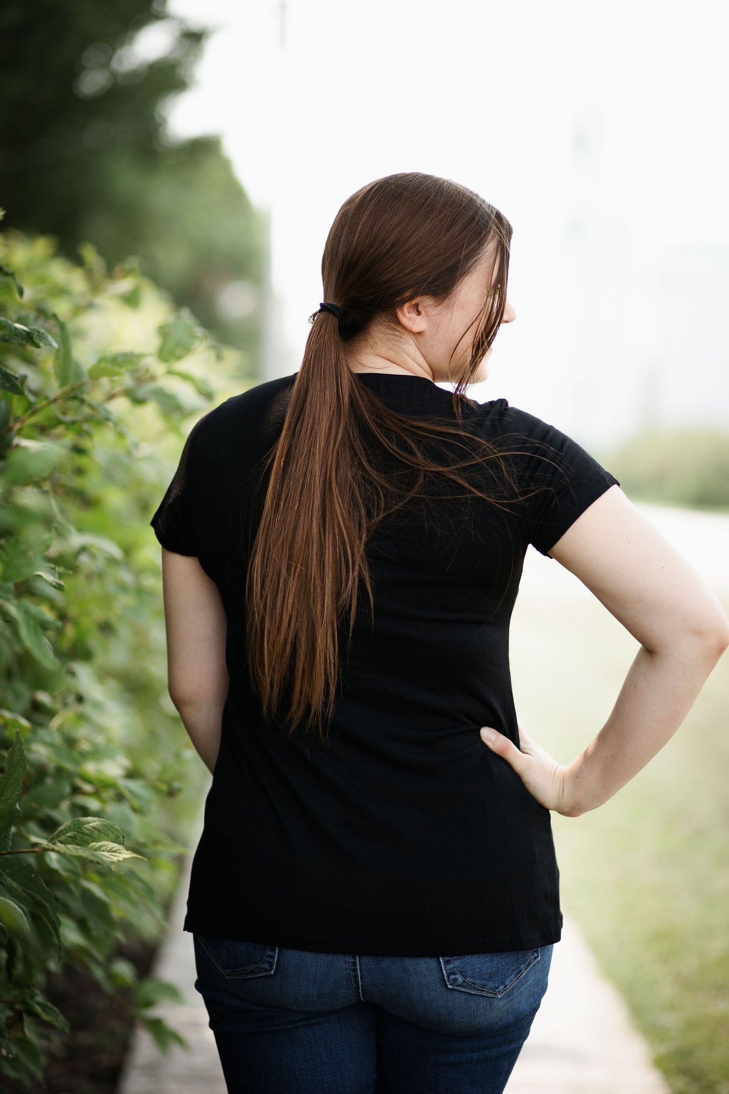 Black White Button Tee